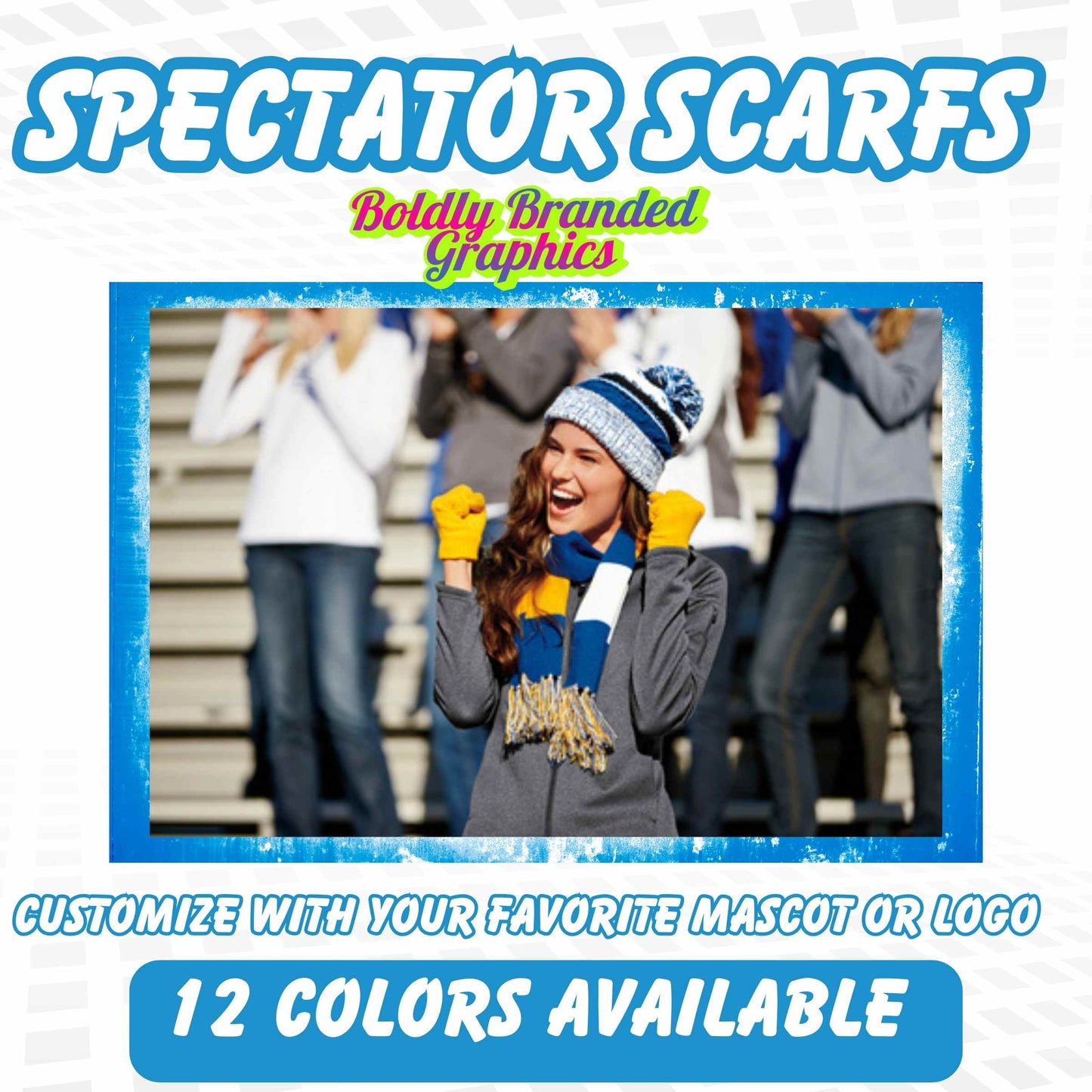 Custom Fringed Team Scarf - 61" x 8" Sports Scarf with Logo Embroidery