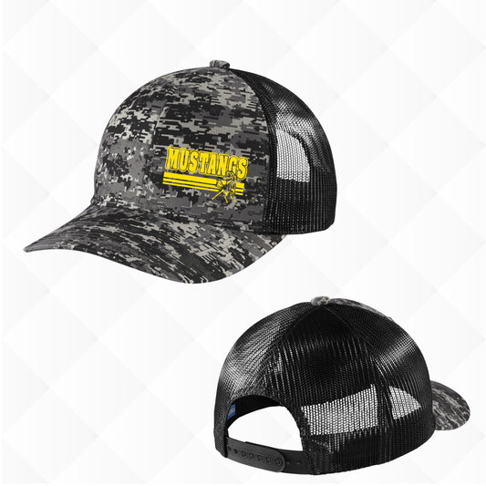 Mustangs Side Image Black Camo Trucker Hat
