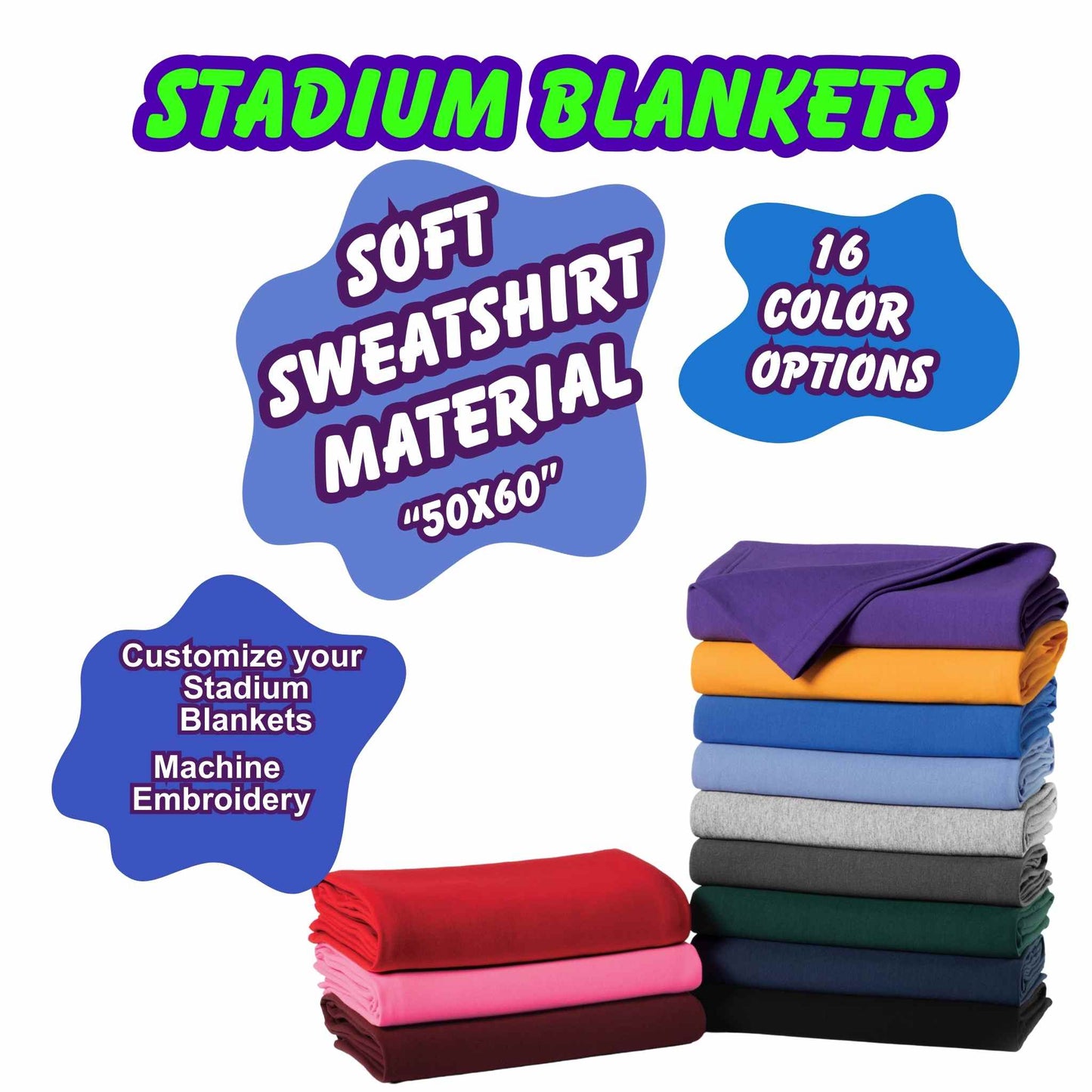 Premium Cotton-Poly Fleece Blanket with Custom Embroidery - Perfect for Sports Parents & Corporate Gifts