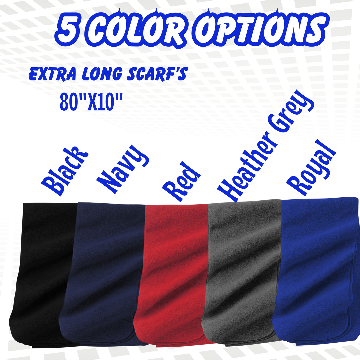 Custom Extra Long Fleece Scarf  Team Scarf - 80"x10" Sports Scarf with Logo Embroidery