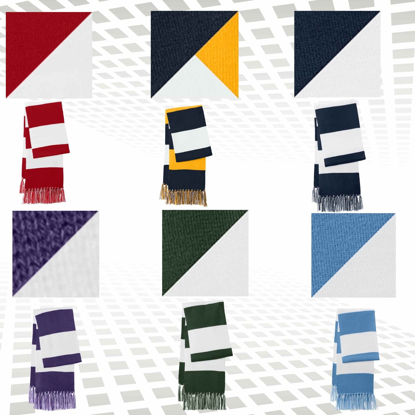 Custom Fringed Team Scarf - 61" x 8" Sports Scarf with Logo Embroidery