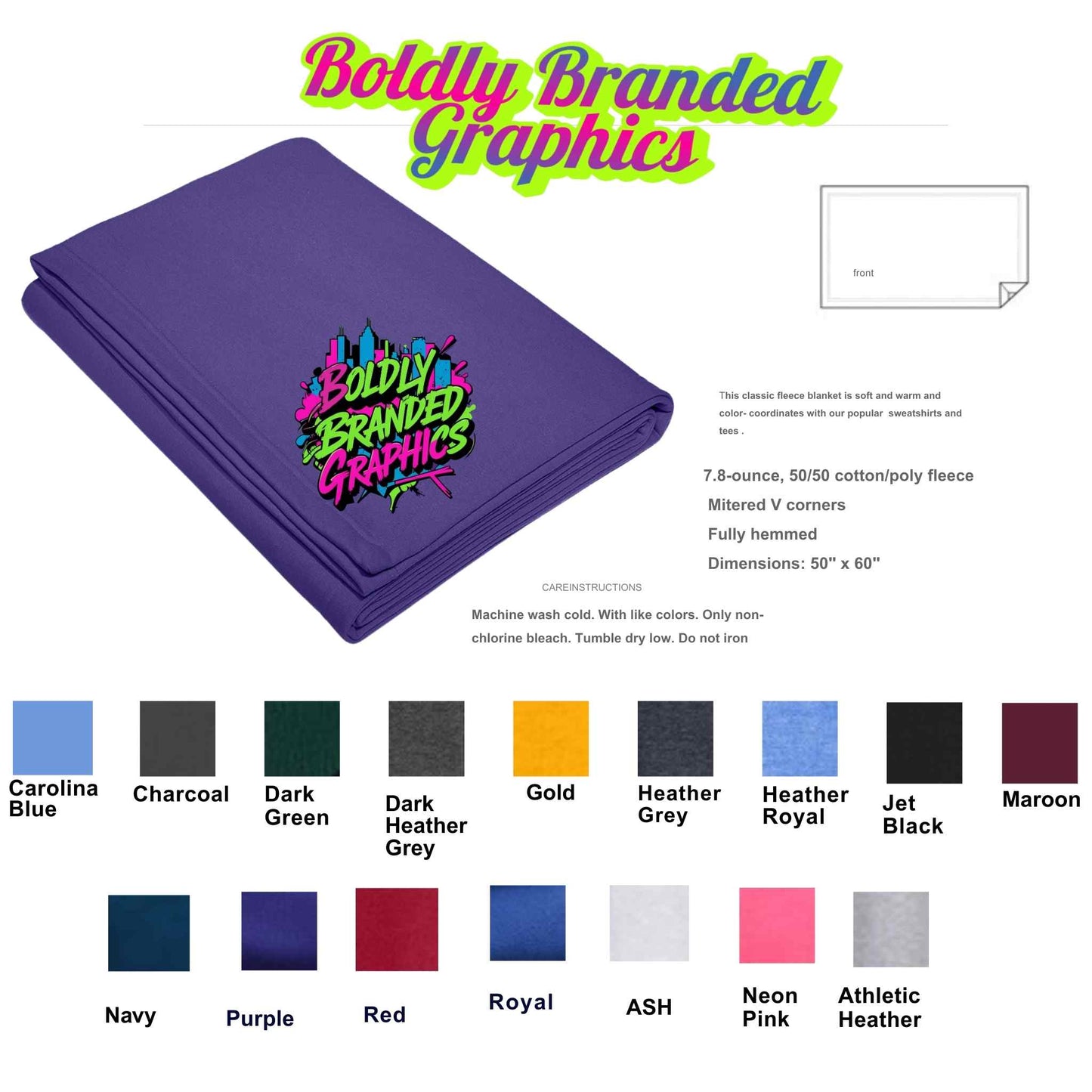 Premium Cotton-Poly Fleece Blanket with Custom Embroidery - Perfect for Sports Parents & Corporate Gifts