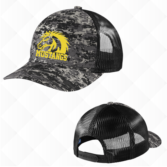Mustangs Mascot Black Camo Trucker Hat